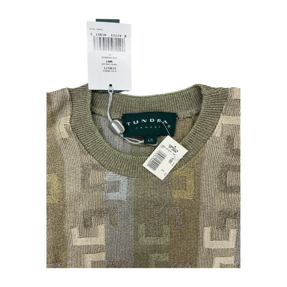 Vintage earth tone 90s abstract print chunky knit sweater Size L - Picture 2 of 5